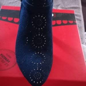 Navy suede cutout bootie Never Worn